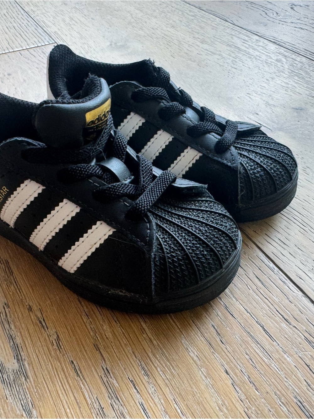 adidas Kids Black & White Classic Superstar Sneakers